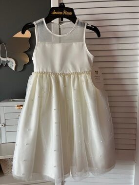 American Princess Ivory Pearl Waist Tulle Dress